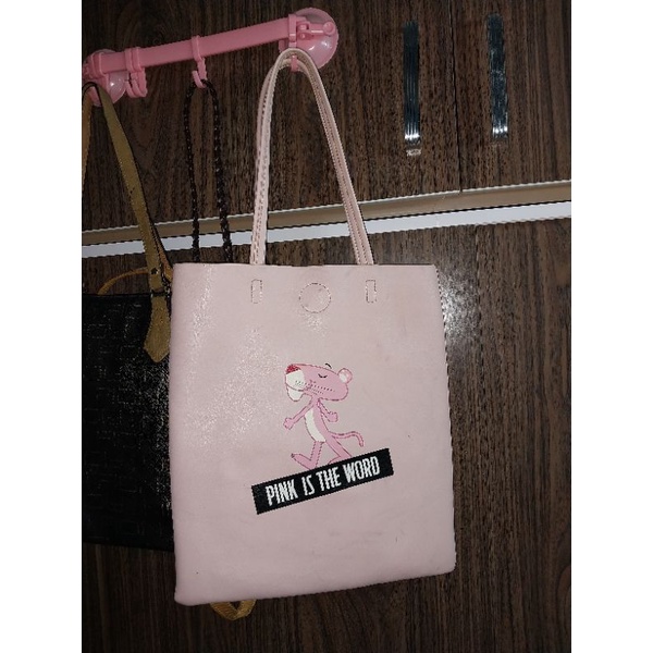 Túi da màu hồng tote hiệu hoạt hình Pink panther