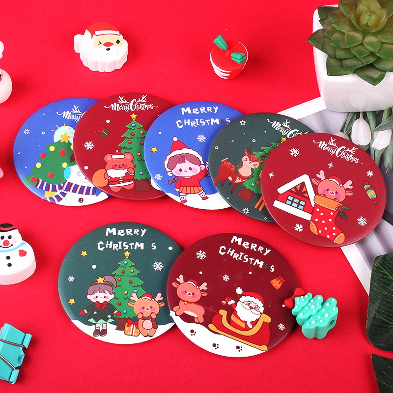 Gương Mini Nhiều Hình Dễ Thương, Gương Cầm Tay Họa Tiết Merry Christmas