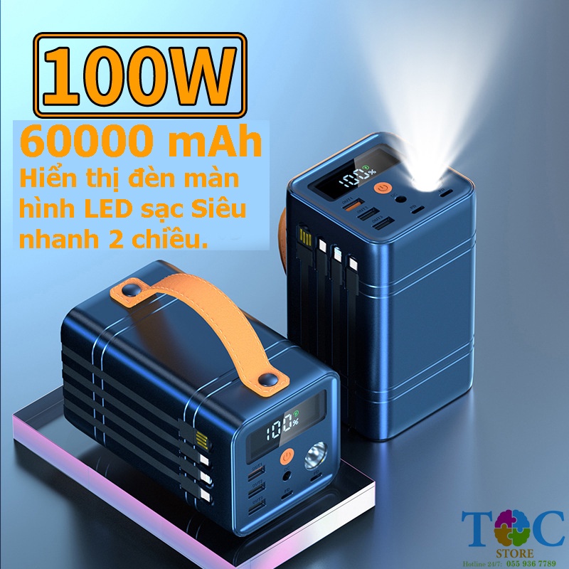 Sạc dự phòng O2 Project 100W 60000mAh, sử dụng cho Laptop/Macbook/Tablets/Điện thoại bảo hành 12 tháng