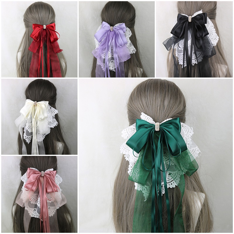 mingxuan1 1pcs Maid Princess Lolita Lace Bow Hairpin Hair Clip Headband Cosplay VN