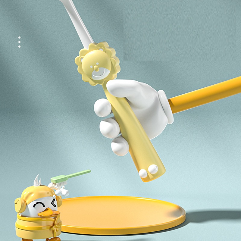 Bàn Chải Đánh Răng Trẻ Em Sợi Lông Tơ Siêu Mềm Hình Sư Tử Đáng Yêu