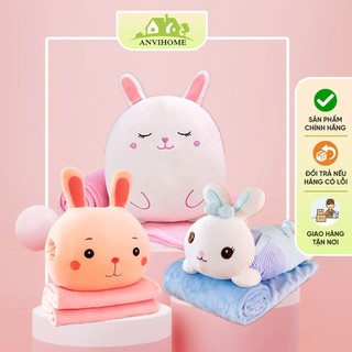 Gấu Bông Có Mền ANVIHOME Bộ chăn gối văn phòng Gối mền văn phòng hình Thỏ kèm mền