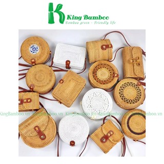 Túi xách bằng mây đi biển phong cách vitage, mây tre đan KING BAMBOO