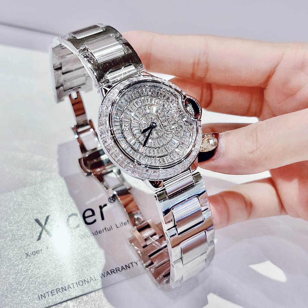 Đồng Hồ Nữ X-cer B0605 Mặt Đính Đá Silver 36mm