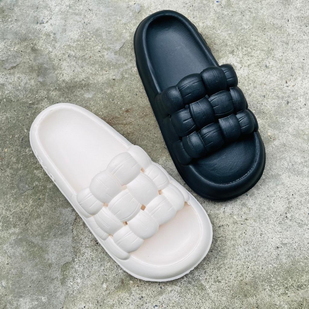 Dép bánh mì Chao BEAD đế độn 4cm, quai ngang vân nổi ô vuông