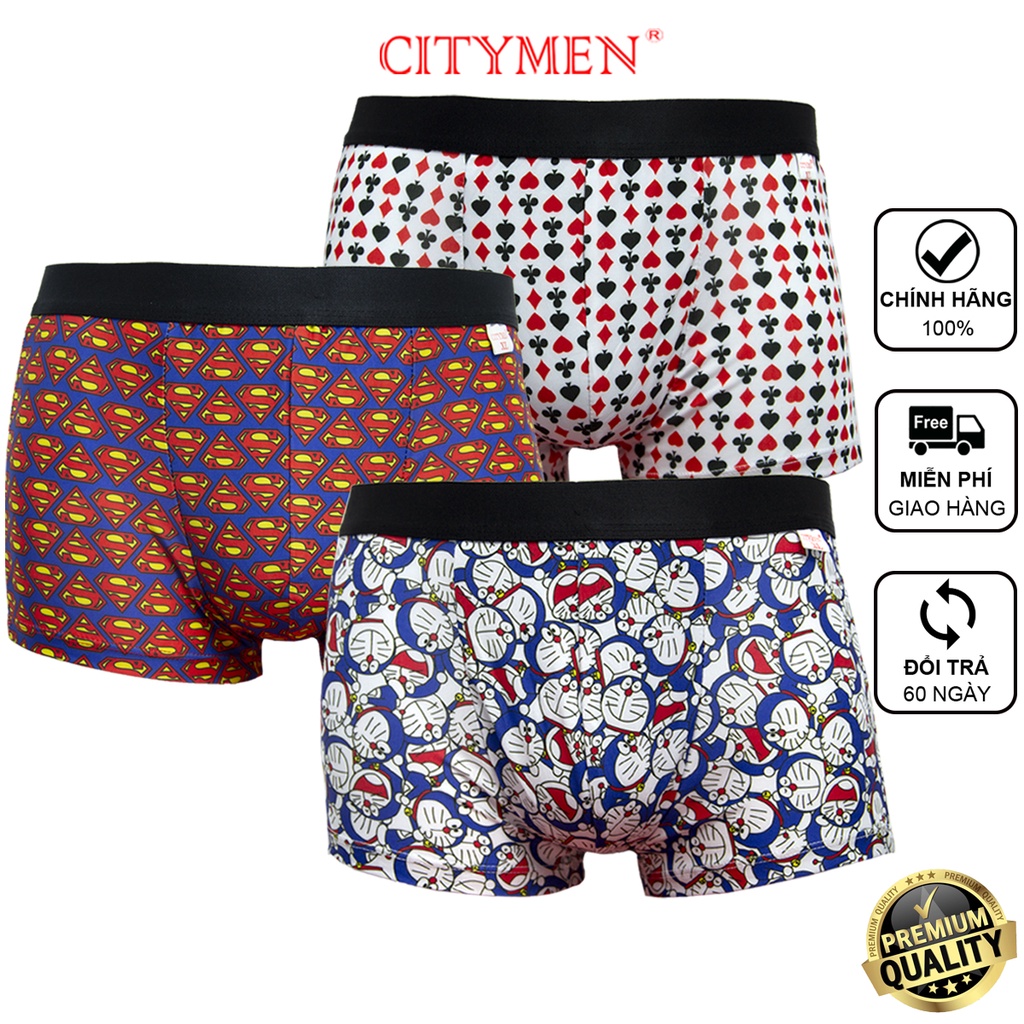 Quần Lót Nam Boxer CITYMEN Hoạt Hình Vải Thun Lạnh Co Dãn 4 Chiều