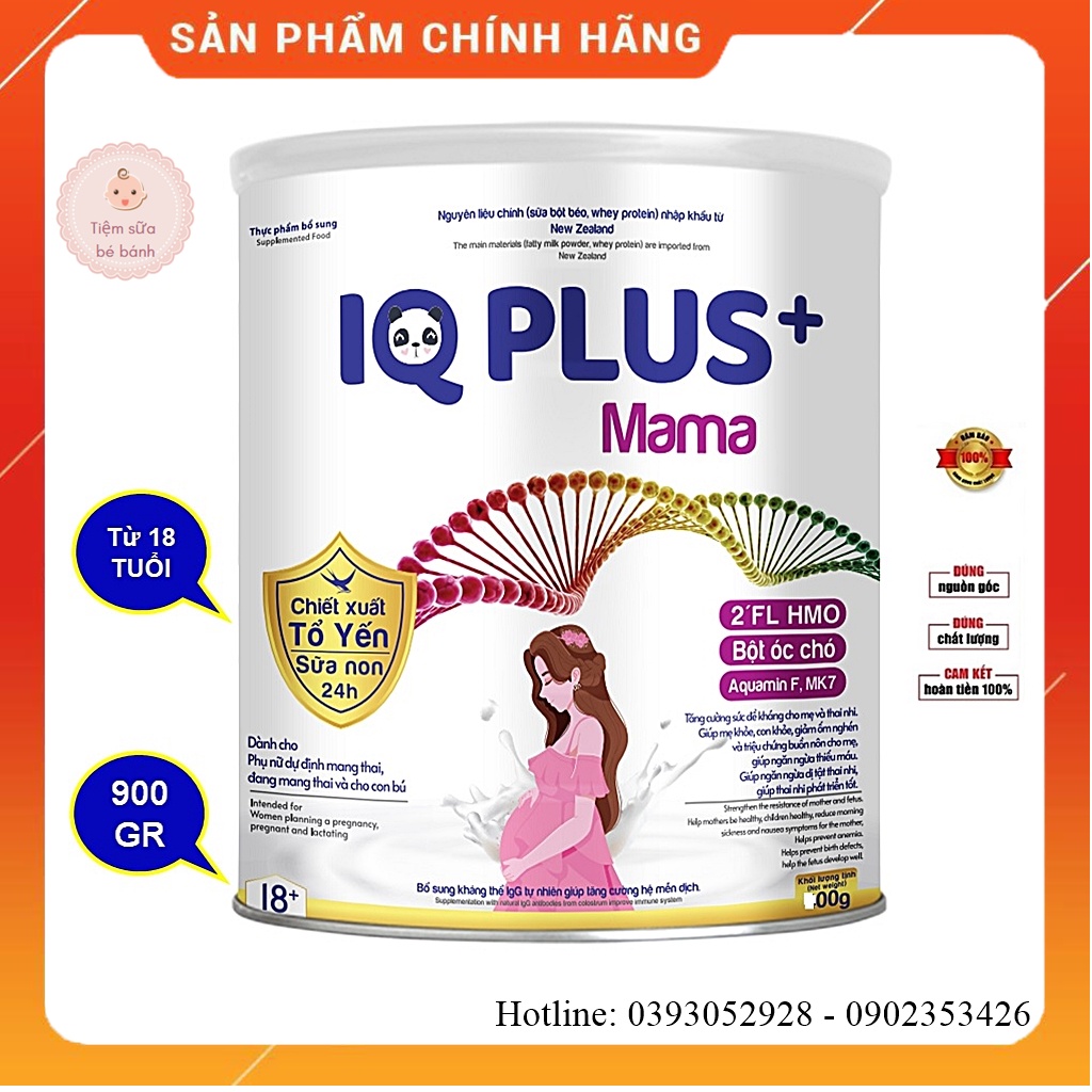 Sữa IQ Plus Mama 900g - Sữa dành cho bà bầu, phụ nữ dự định mang thai và cho con bú [DATE MỚI NHẤT]