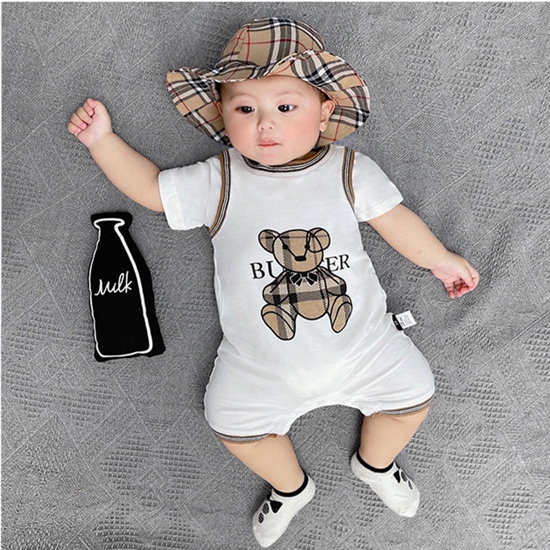 Newborn Infant Romper Onesie Toddle Baby Summer Cute Bear Cotton Short Sleeves Jumpsuit Boys Fashion Jumper Clothes