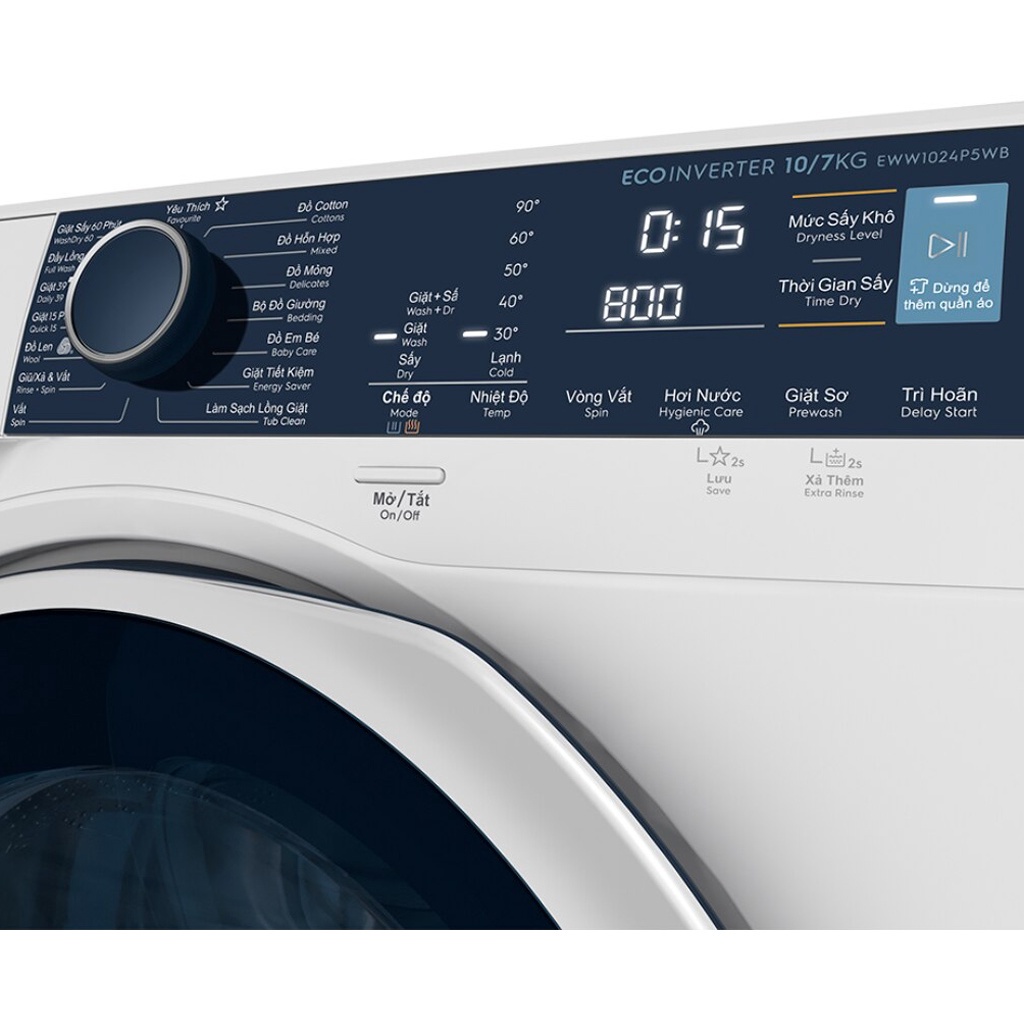 Máy giặt sấy Electrolux Inverter 10 kg EWW1024P5WB - Hàng chính hãng