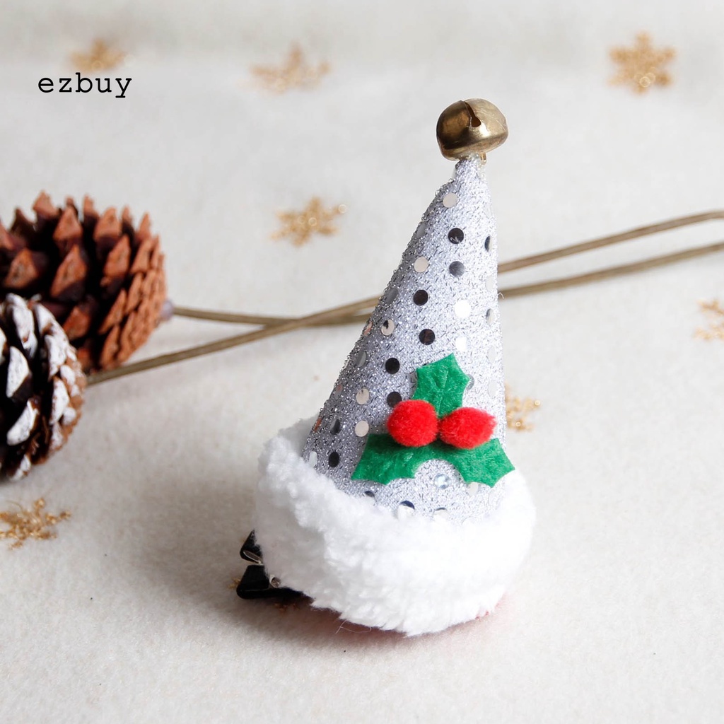 Ezbuy Kẹp Tóc Hình Nón Giáng Sinh Màu Đỏ / Xanh Lá / Trắng Thoải Mái Chống Rơi Thích Hợp Làm Quà Tặng