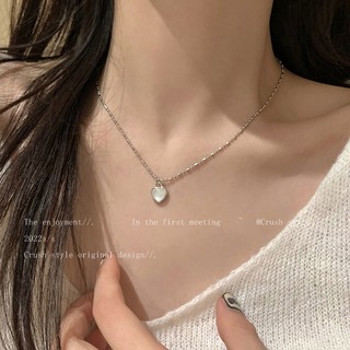 Vòng cổ Mạ Bạc Mặt Trái Tim Đính Đá Pha Lê