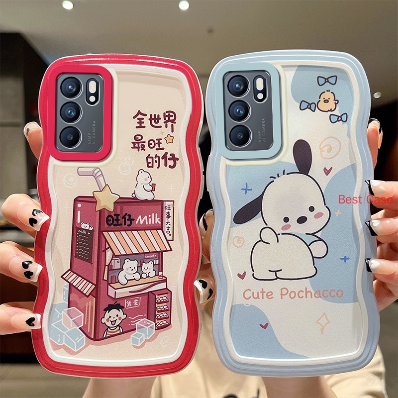 Ốp lưng OPPO Reno 6 Vỏ điện thoại hoạt hình dễ thương OPPO Reno 5 Reno 6 Reno 6z Reno 7z Reno 8z Tpu Vỏ mềm Khung sóng Vỏ điện thoại trong suốt