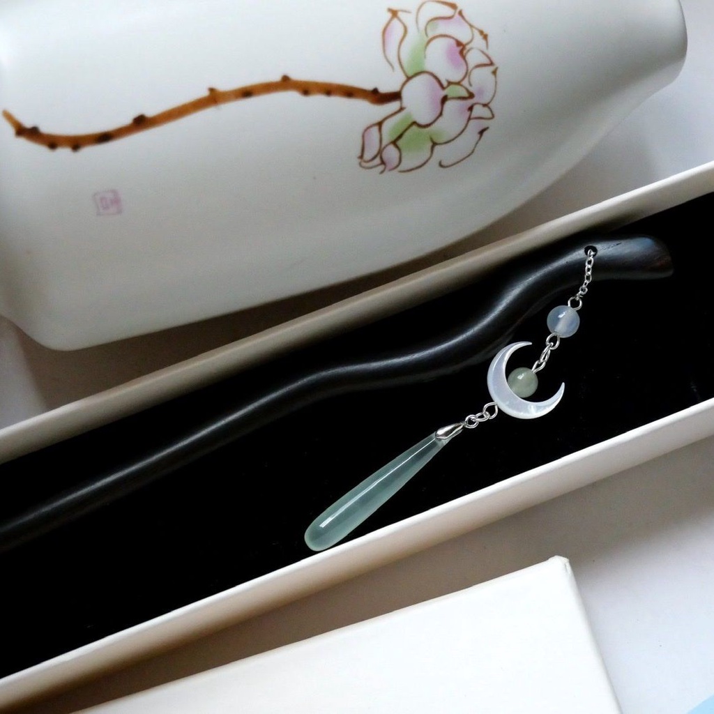 Trâm Cài Tóc Hình Giọt Nước Phối Tua Rua Phong Cách Trung Hoa Mới