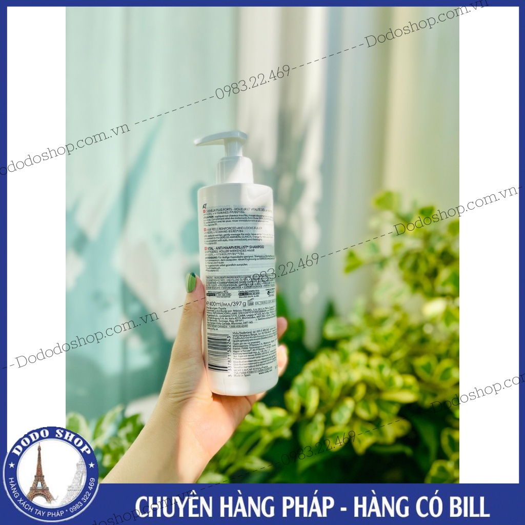 Dầu gội chống rụng tóc Vichy Dercos của Pháp ngăn ngừa rụng tóc, tóc yếu, tóc hư tổn- Dầu gội vichy đỏ