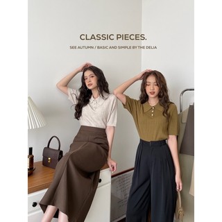 6825 ÁO LEN CỔ POLO 3 CÚC SỌC DỌC