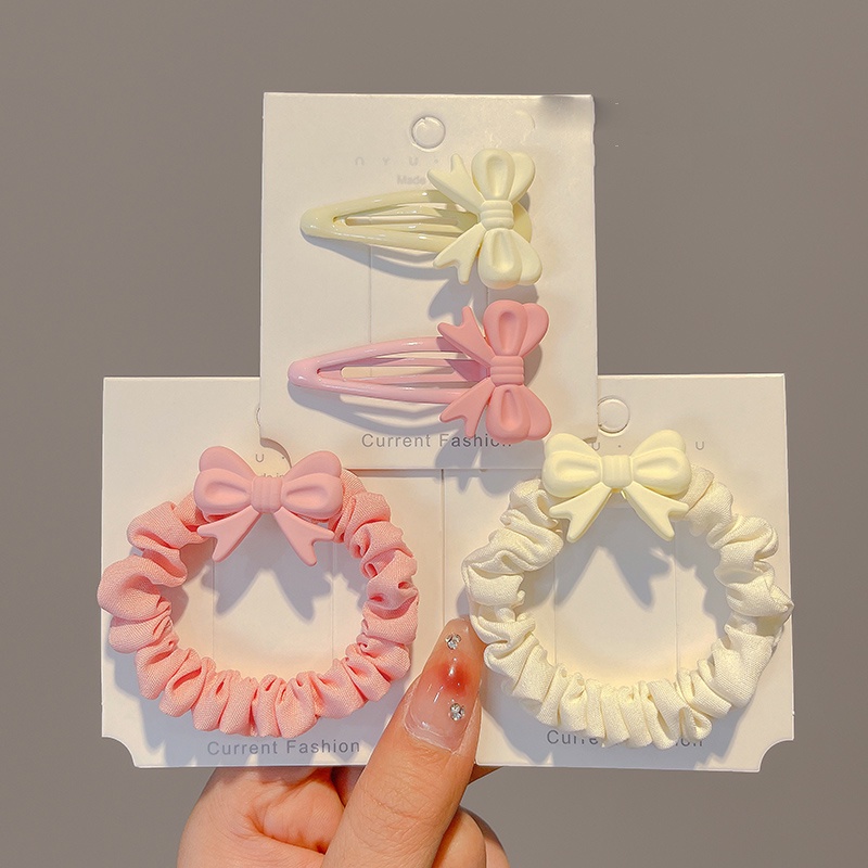 Kẹp Tóc Hình Nơ Màu Kem Ngọt Ngào Dễ Thương Phong Cách Hàn Quốc Cho Nữ