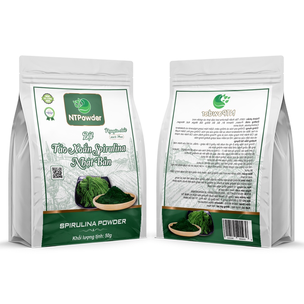 Bột Tảo Xoắn Spirulina Nhật Bản sấy lạnh NTPowder túi 50gr - Nhất Tín Food