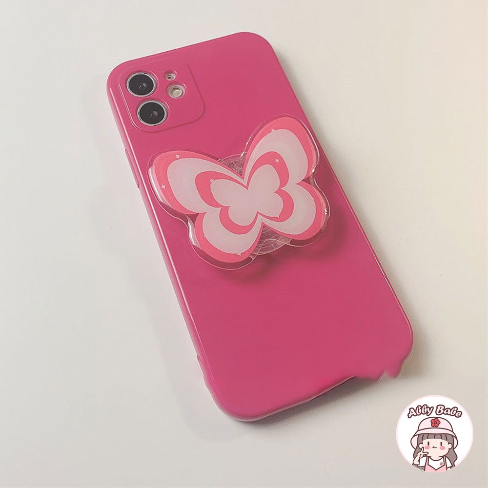 Ốp Điện Thoại TPU Mềm Chống Sốc Họa Tiết Bướm Màu Hồng Gradient Phong Cách Hàn Quốc Cho IPhone 11 7Plus 13 12 11 Pro Max