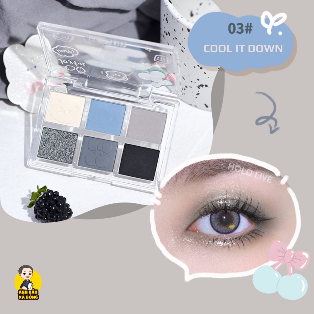 Bảng Phấn Mắt 06 Ô Màu Nhũ Lì HOLD LIVE 6-Color Twilight Graffiti Eyeshadow Palette HL593