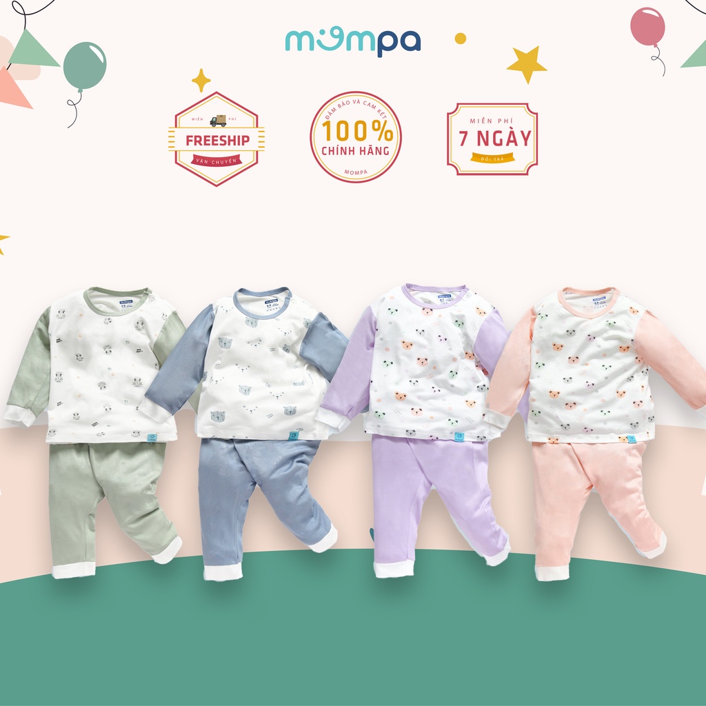 Bộ quần áo trẻ em cài vai từ 6 đến 24 tháng Mompa MP 304 chất liệu bamboo thoáng mát