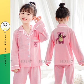 Đồ bộ pijama bé gái dài tay quần dài in hình gấu LOTSO cute HD247 0332