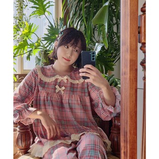 (22177C) Ullala Pajama Rosley (Pichigimo) tay dài màu hồng 2 mảnh