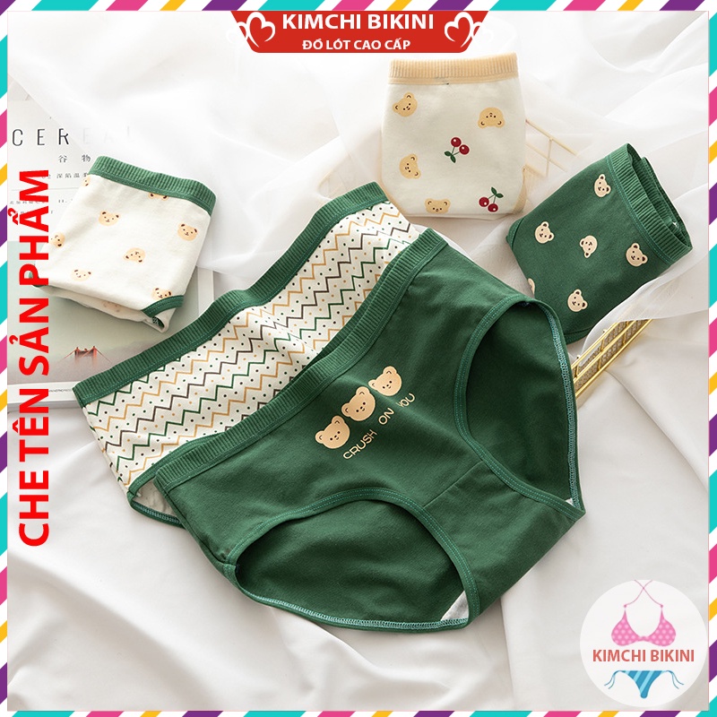 Quần lót nữ cotton cạp to kháng khuẩn KIMCHIBIKINI quần nót nữ cao cấp in hình dễ Thương QL037