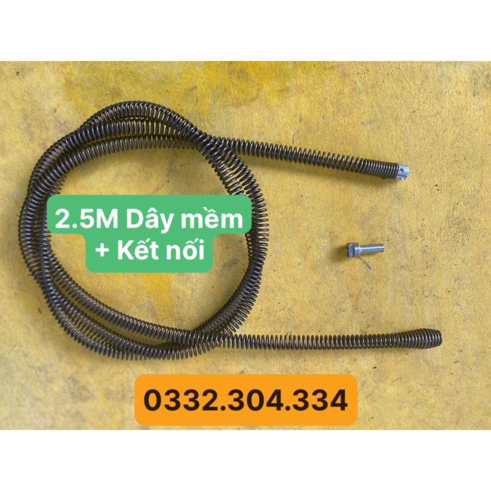 2,5M dây mềm + kết nối (thông tắc bồn cầu , bồn rửa mặt ,Bồn rửa bát