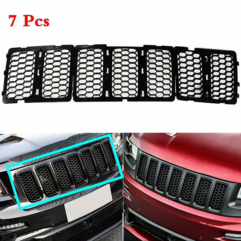 Bộ phụ kiện lưới trang trí phía trước màu đen cho xe Jeep Grand Cherokee 2014-2016
