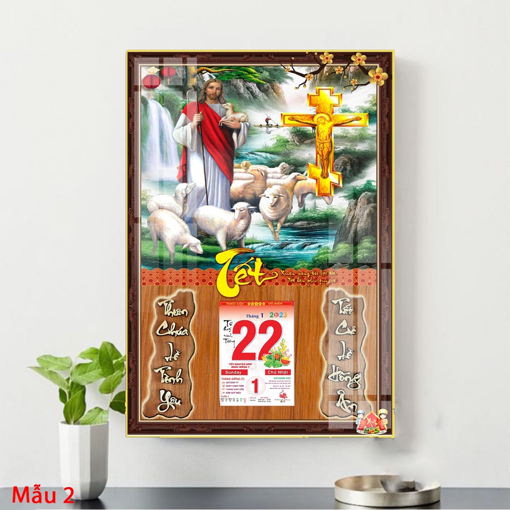 Tranh Lịch Gỗ Treo Tường Laminate Tráng Gương 2024  - Công Giáo