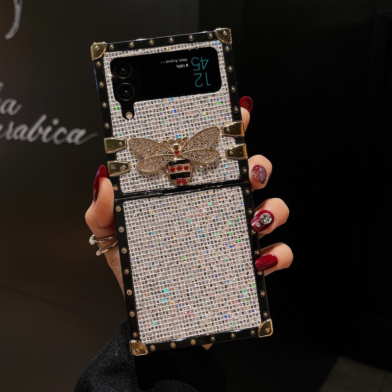 Ốp Điện Thoại TPU Silicon Mềm Mặt Kính In Hình Chú Ong Cho Samsung Galaxy Z Flip 3 4 Flip3 Flip4 5G