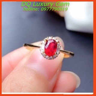 Nhẫn Đính Đá Ruby Facet Tự Nhiên,  Kích Thước 7x5x4mm, Trọng Lượng 2carat  MS01