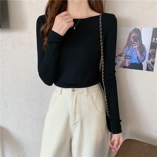 Áo len lông cừu dài tay cổ thuyền basic xinh