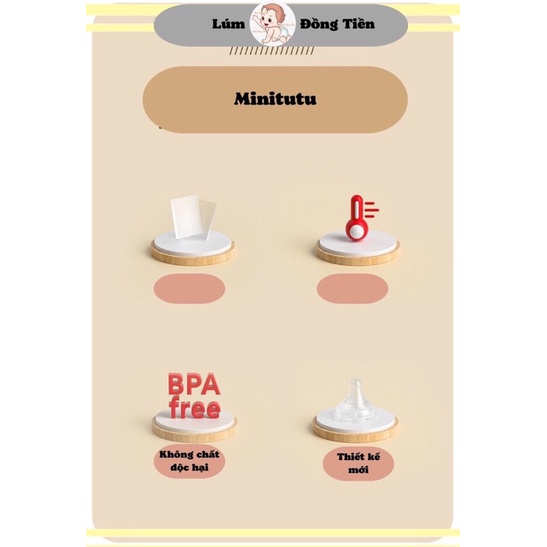 Bình Sữa Minitutu Thuỷ Tinh Mẫu Mới 80ml 160ml