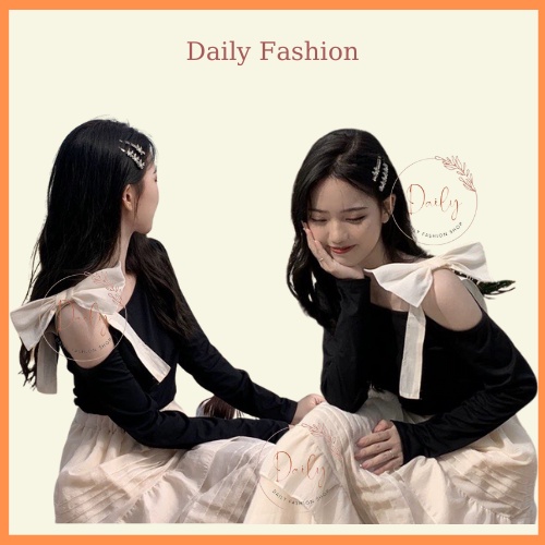 Áo Thun Dài Tay Nữ Lệch Vai Dáng Ôm Thắt Nơ 1 Bên Điệu Đà Nữ Tính Vải Thun Mềm Mịn Co Giãn Daily