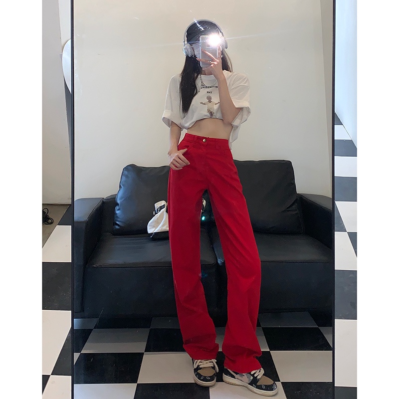 Quần jean NRVP dài ống rộng phong cách Hàn Quốc cho nữ