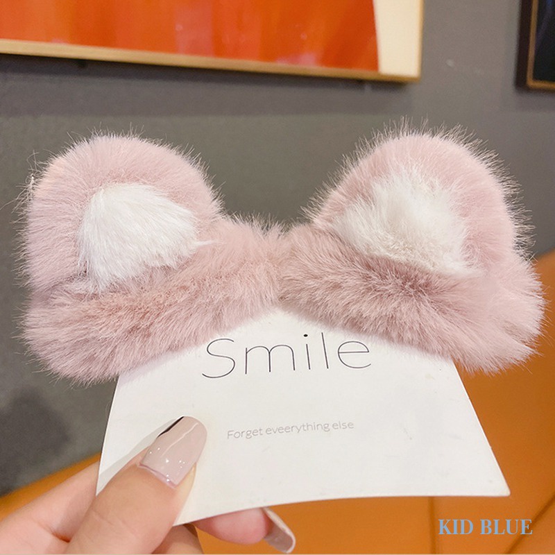 Kẹp Tóc Hình Tai Mèo Bằng Lông Nhung Dễ Thương Xinh Xắn Cho Bé Gái