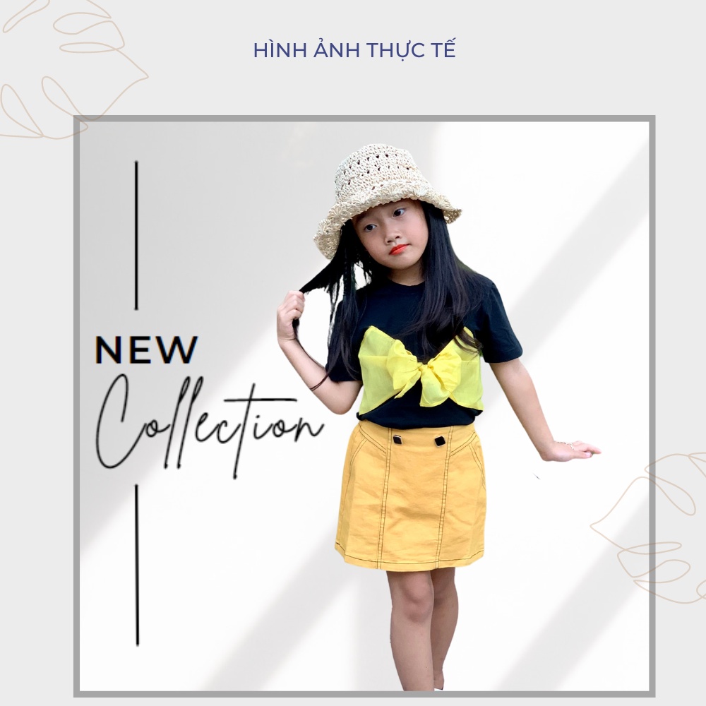 Set váy cho bé gái áo gắn nơ đáng yêu dịu dàng - JJ Kids