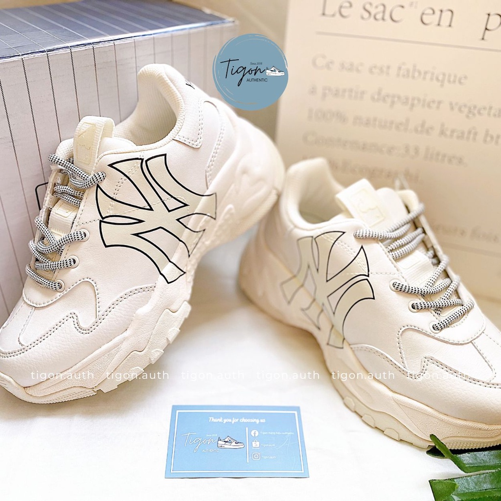 Giày thể thao nữ MLB NY Yankee - Big Ball Chunky A, Giày thể thao trắng chính hãng MLB 32SHC1911-50I [100% AUTHENT