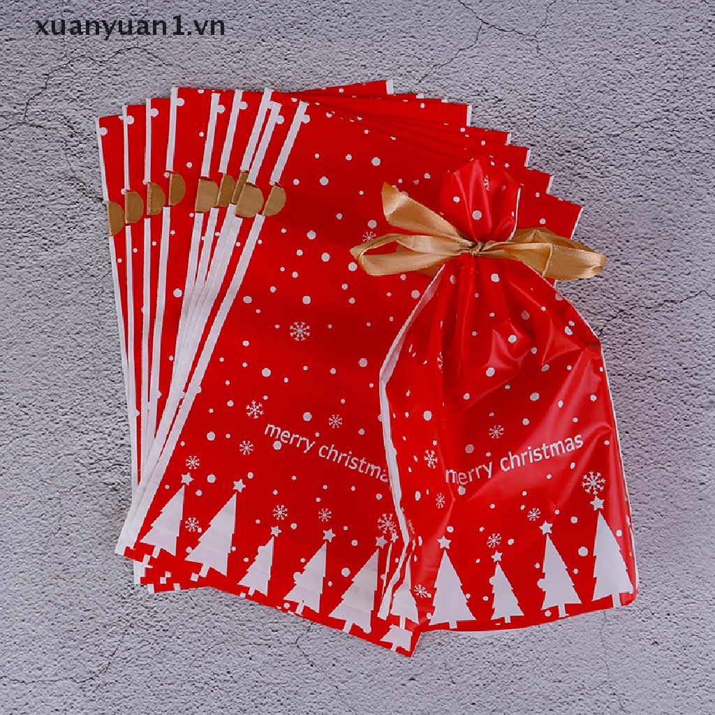 Set 10 Túi Nhựa Đựng Kẹo Họa Tiết Giáng Sinh Dễ Thương Bộ 10 Túi Đựng Kẹo Họa Tiết Tuần Lộc Giáng Sinh Dễ Thương