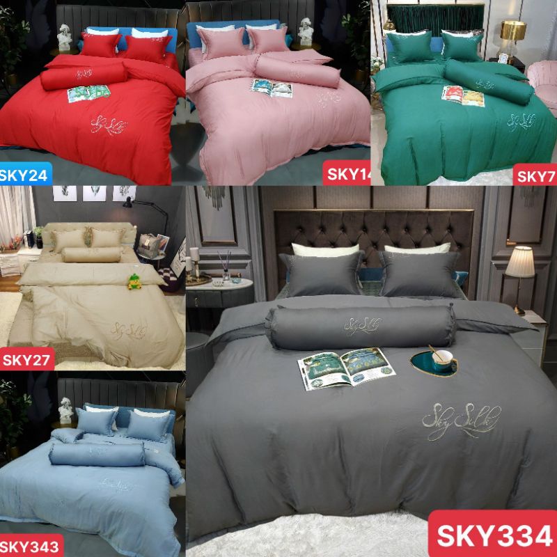 Bộ chăn ga gối lụa sky 5 món
