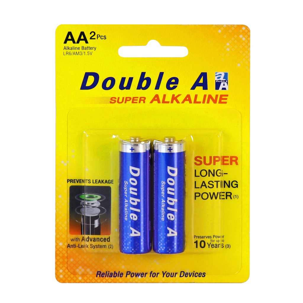 Double A Vỉ 2 Pin Kiềm Alkaline Double A _Siêu bền bỉ (AA)