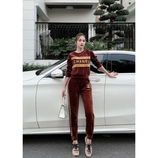 hot  Sét bộ nhung mịn chuu đầu ảnh thật