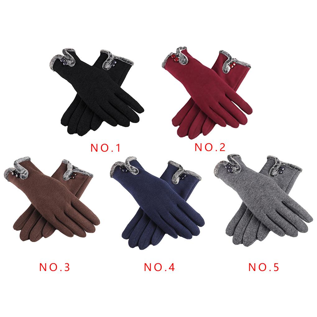 1 Đôi Găng Tay Giữ Ấm Mùa Đông Có Thể Dùng Màn Hình Cảm Ứng Màu Đen Dành Cho Nữ
