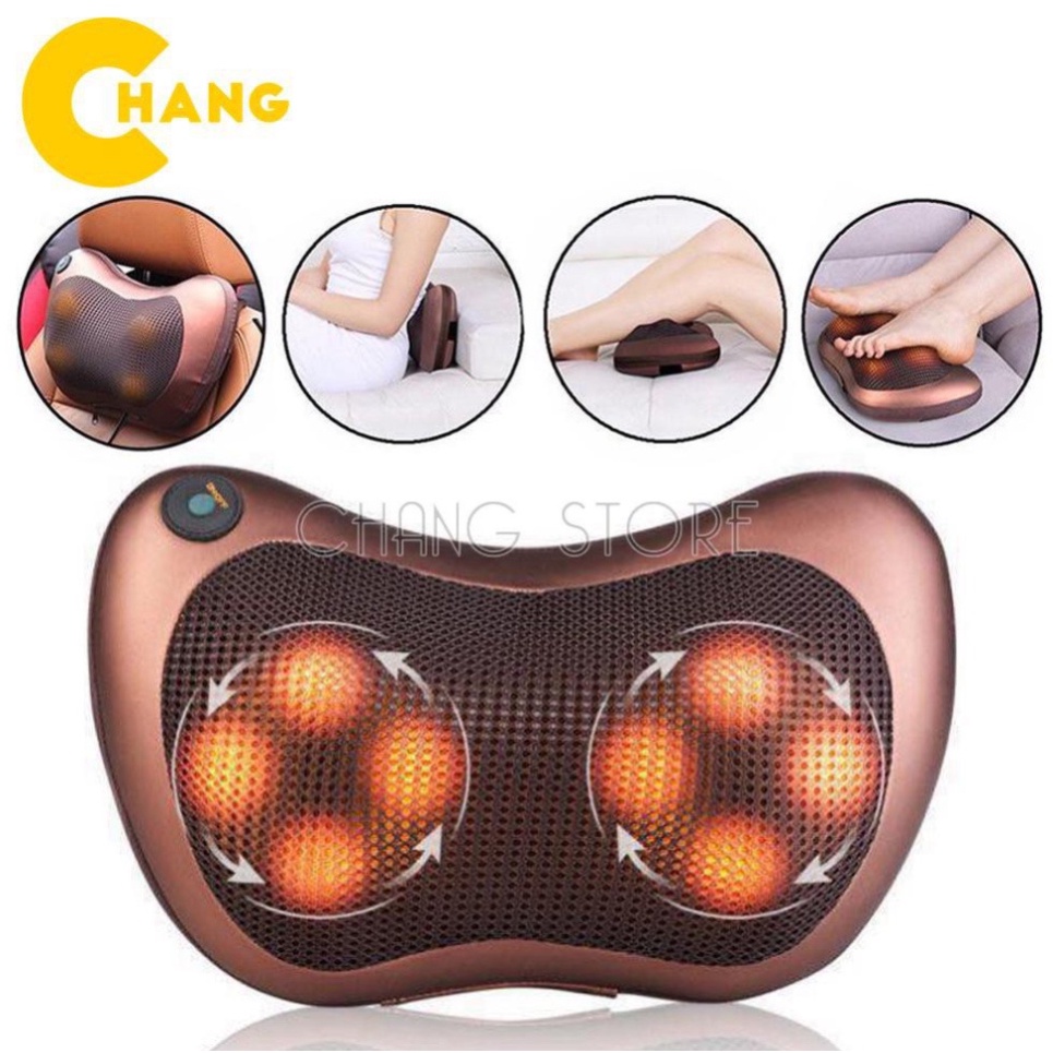 Gối massage hồng ngoại 8 bi 2 chiều cao cấp, gối mát xa cổ vai gáy chính hãng công nghệ Nhật Bản BH 12 Tháng