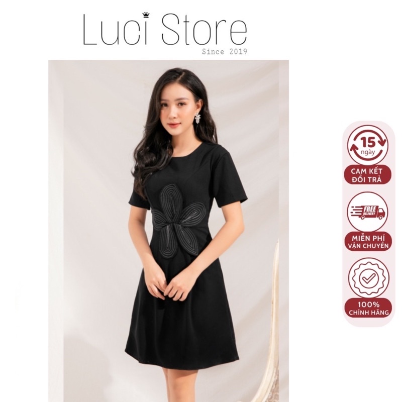 (Có size) Đầm thun xoè phom basic kết hoa eo tay ngắn cho bạn nữ mặc đi tiệc - đi làm cực sang trọng