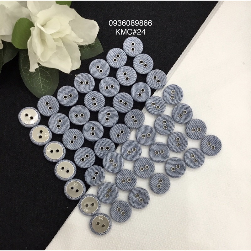 Set 10 chiếc khuy mắt cáo (KMC#24) bọc vải đường kính 1,5cm các màu