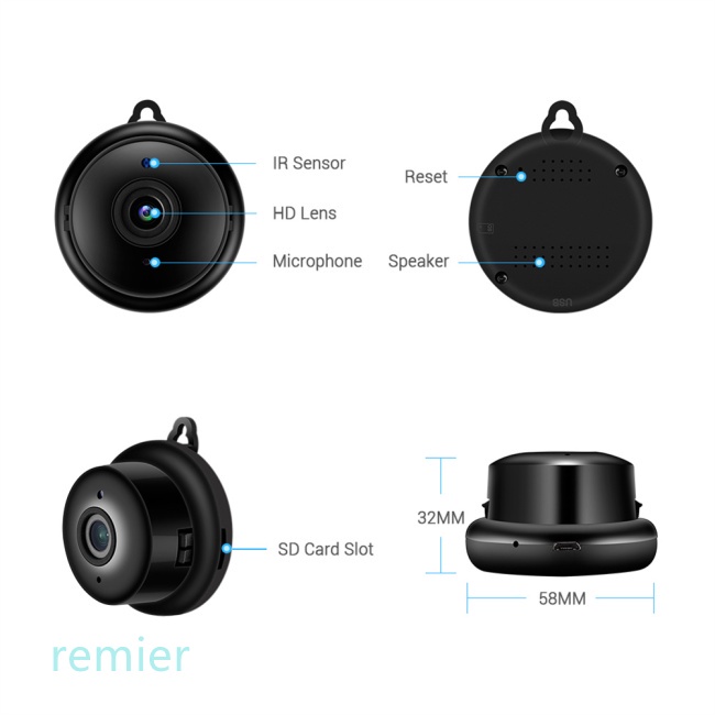 Camera Mini Ip Wifi Không Dây Hd 1080p Hai Chiều Phát Hiện Chuyển Động Ban Đêm V380