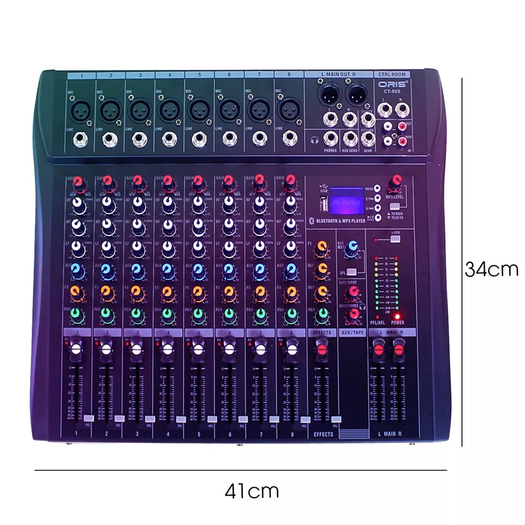 Mixer karaoke bluetooth 8 line mono, mixer oris CT-80S  giúp nhận diện và xử lý âm thanh 1 cách chuyên nghiệp