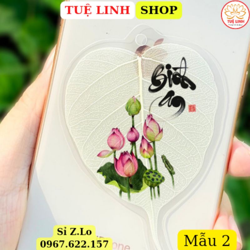 Lá Bồ Đề Bình An In hình Hoa Sen